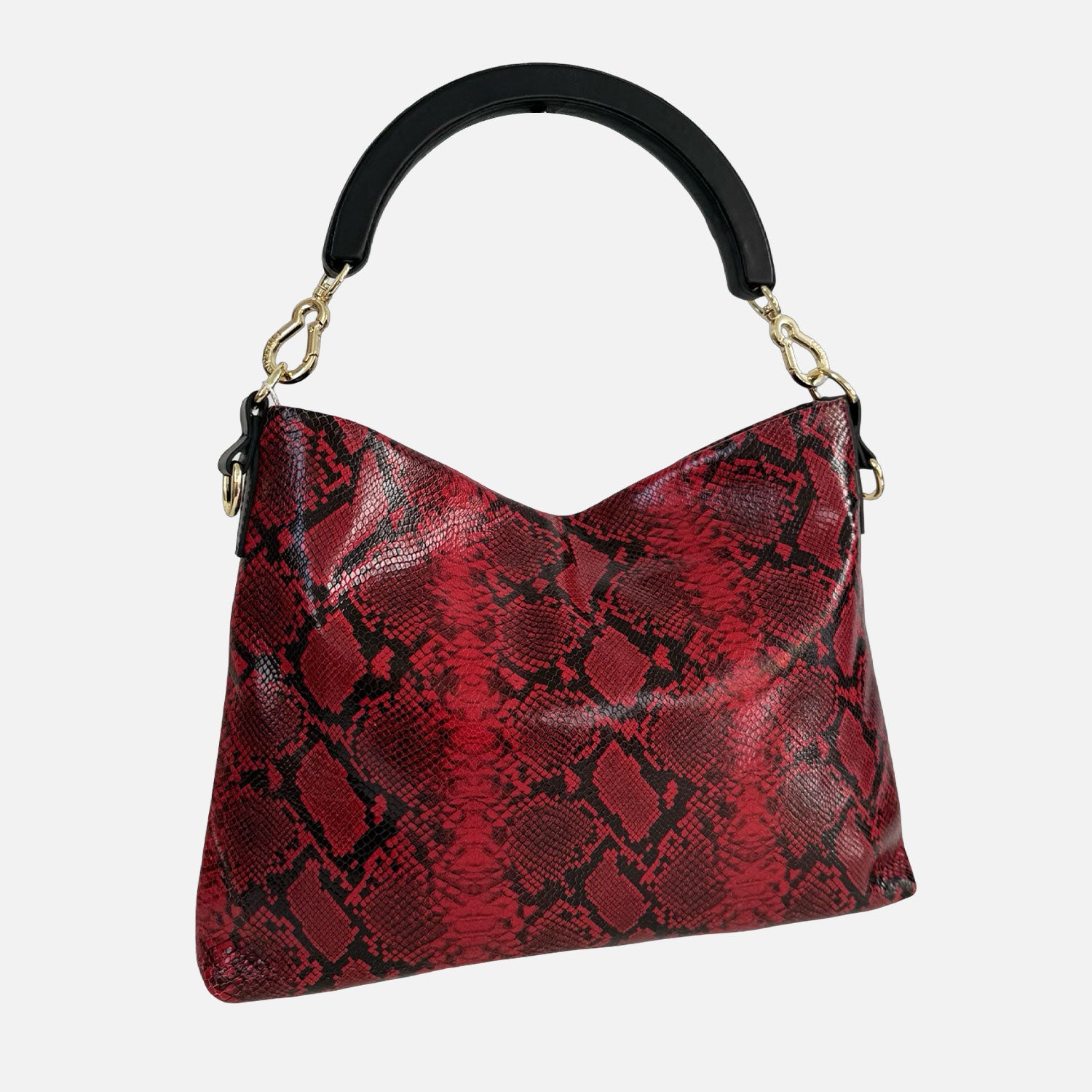 Borsa a mano Monè Rosso Pelle stampa Pitonata Oro