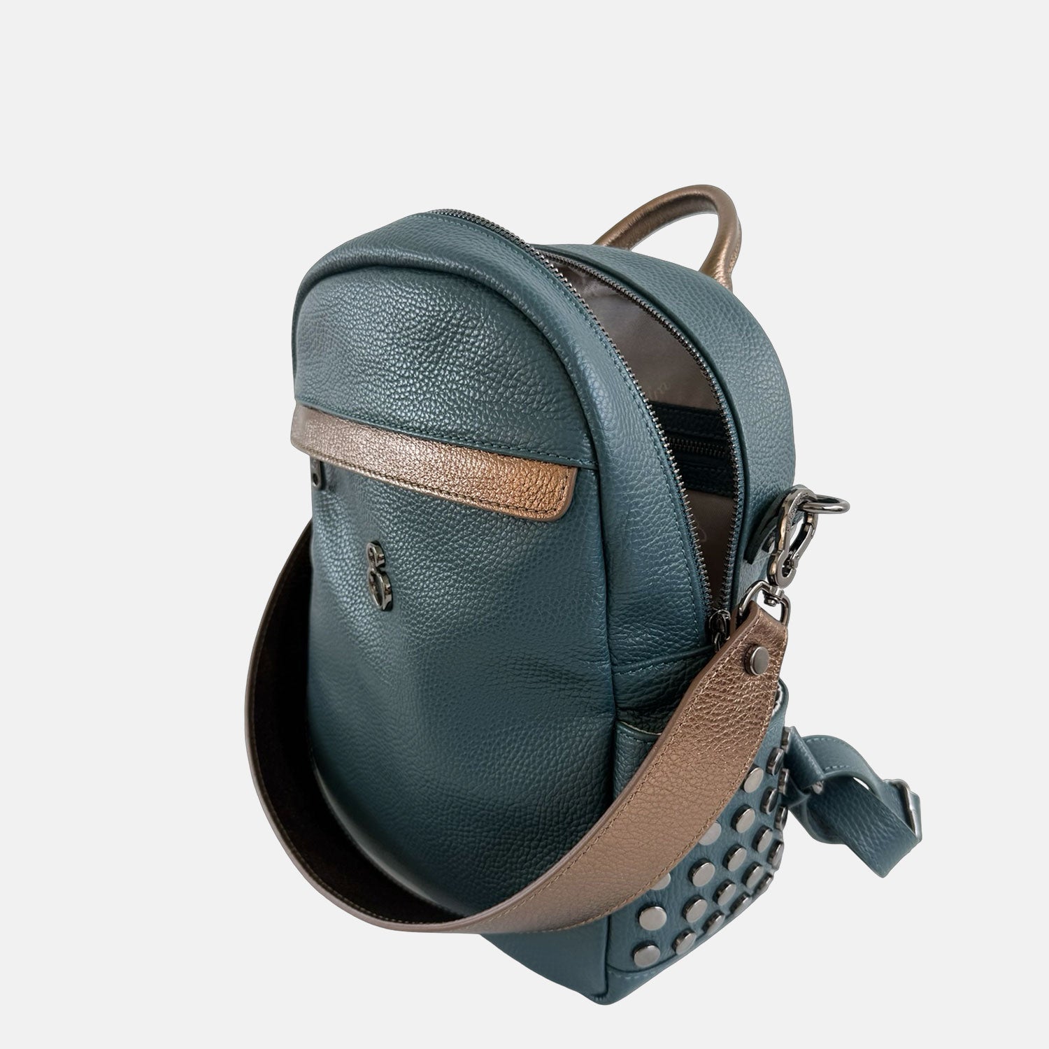 Zaino Niki Petrolio Pelle Martellata Dark