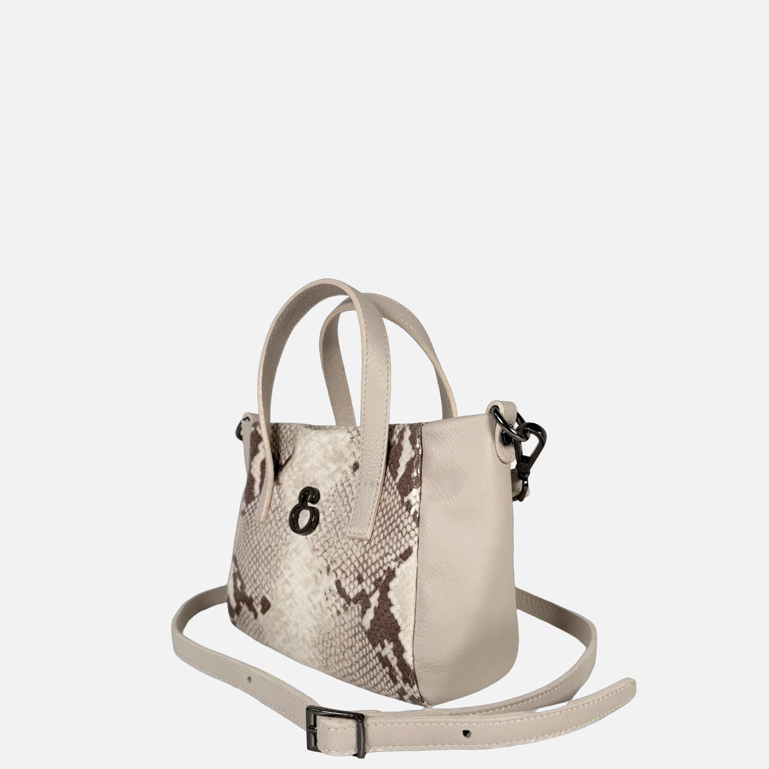 Borsa a mano Novella Mini Ghiaccio Pitone Stampato Dark