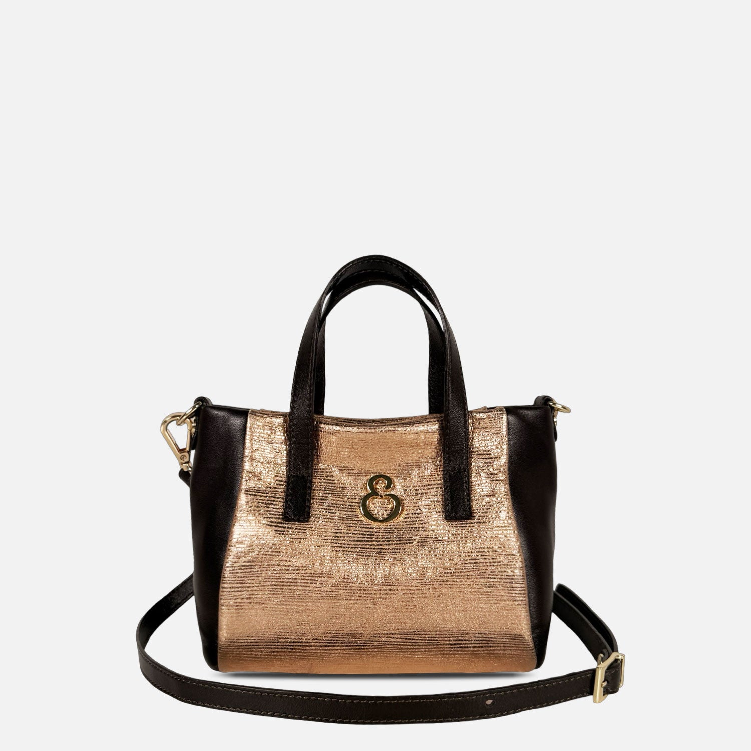 Borsa a mano Novella Mini Laminata Oro Rosa Oro