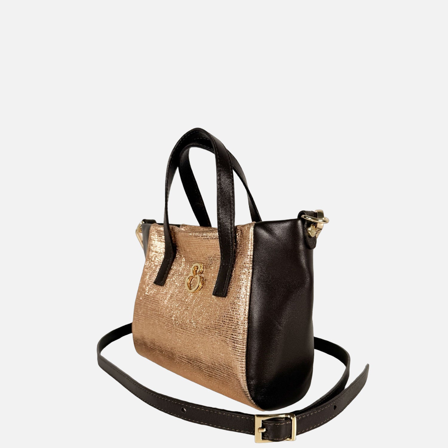 Borsa a mano Novella Mini Laminata Oro Rosa Oro