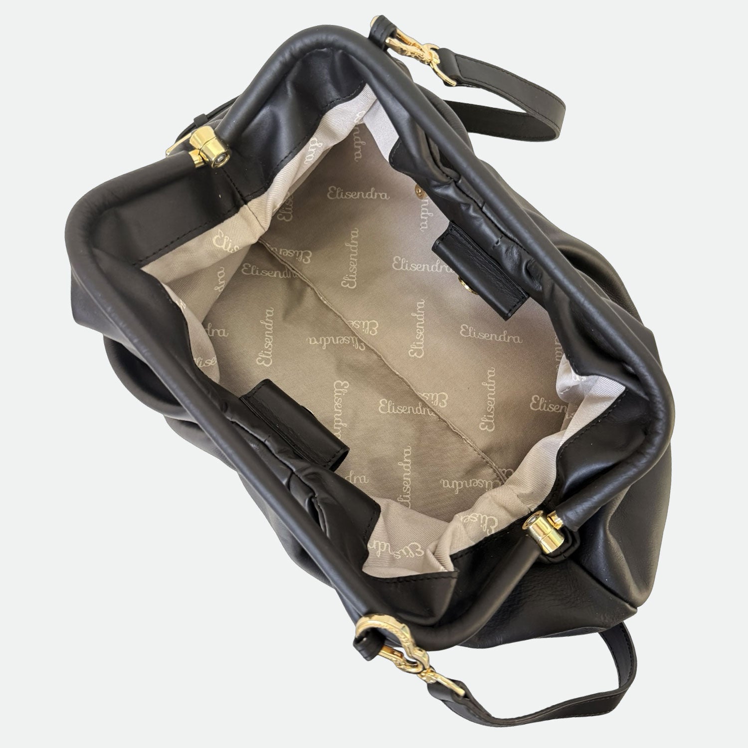 Maxi Clutch Nuvola Black Pelle Liscia Vitello Oro SPEDIZIONE DAL 06/05 - Elisendra®