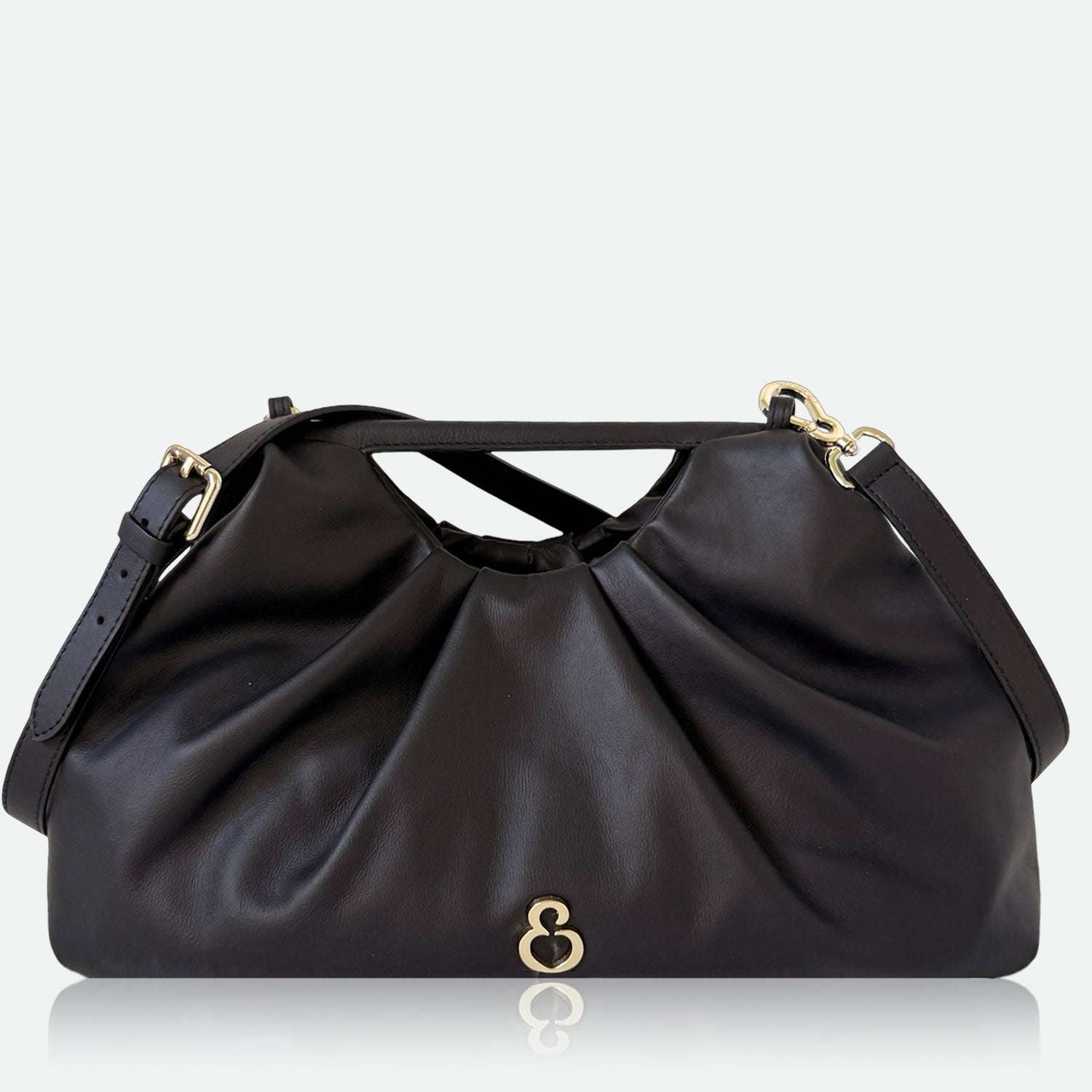 Maxi Clutch Nuvola Black Pelle Liscia Vitello Oro SPEDIZIONE DAL 06/05