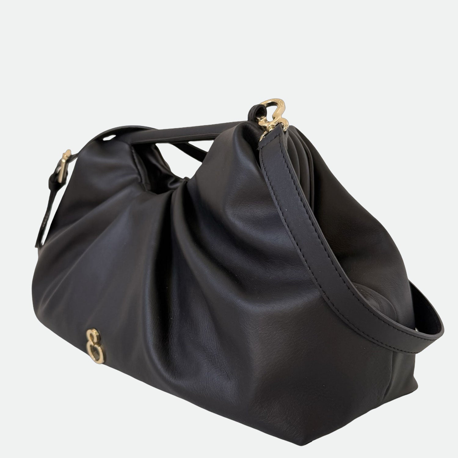 Maxi Clutch Nuvola Black Pelle Liscia Vitello Oro SPEDIZIONE DAL 06/05