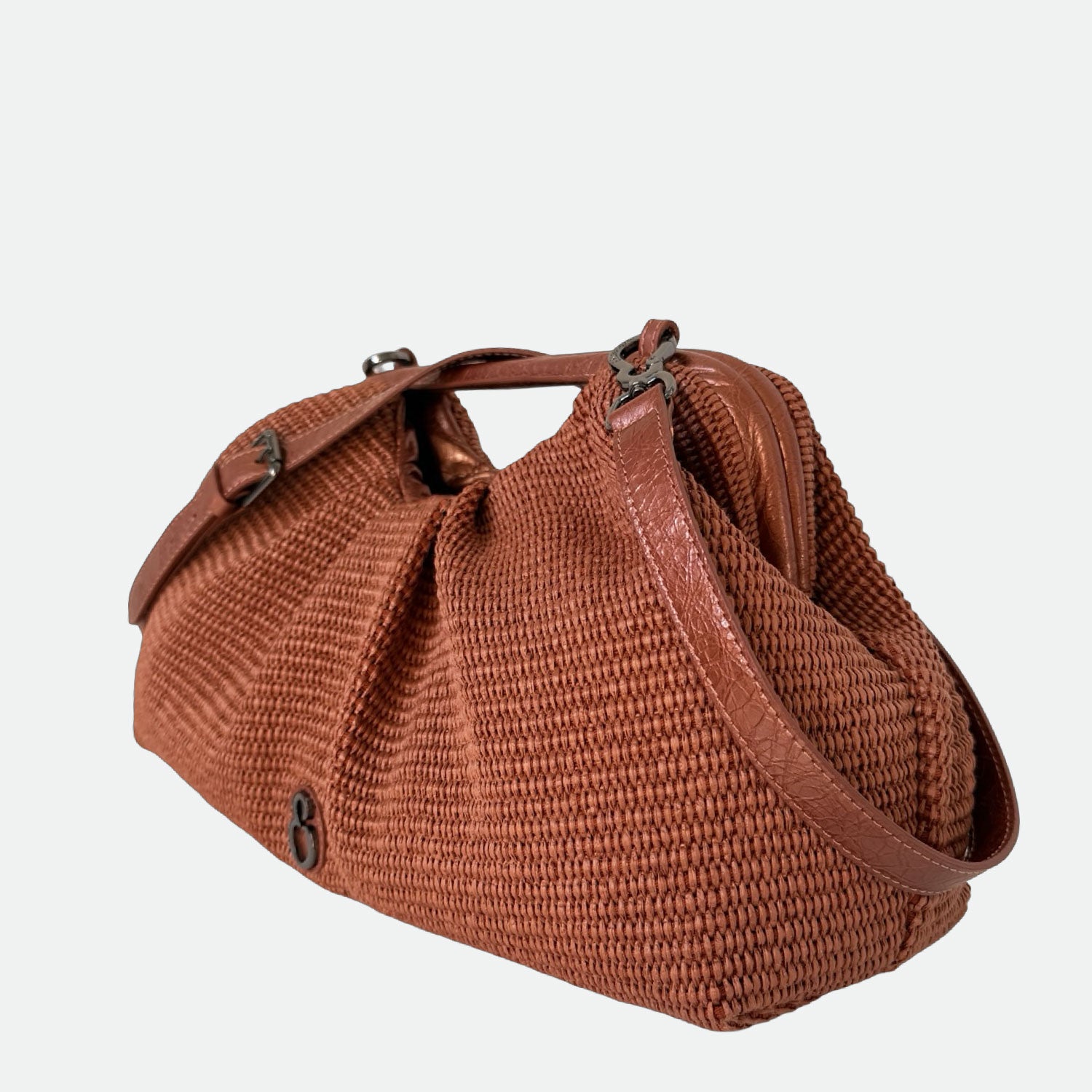 Maxi Clutch Malibù Ambra Rafia e Pelle Laminata Dark SPEDIZIONE DAL 06/05