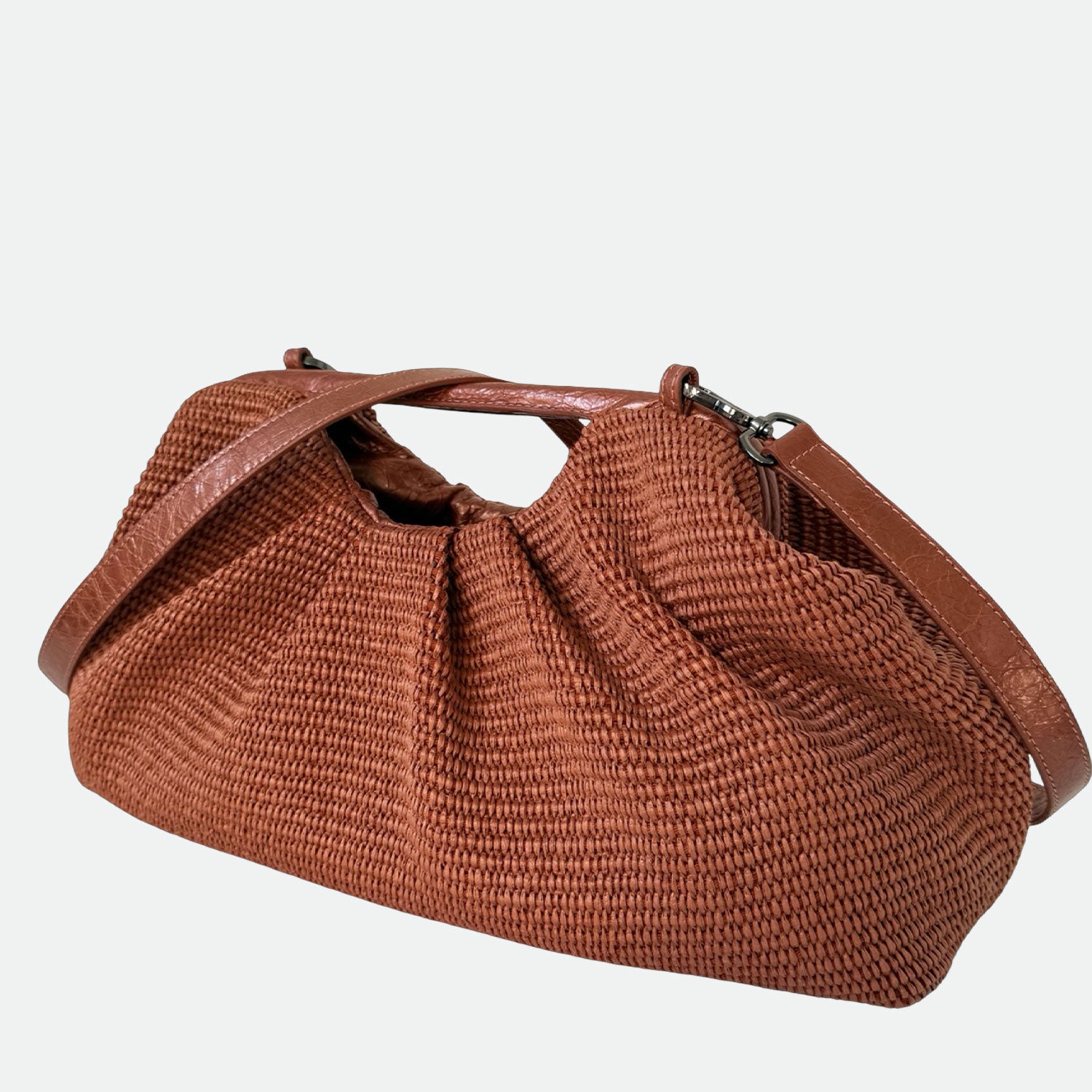 Maxi Clutch Malibù Ambra Rafia e Pelle Laminata Dark SPEDIZIONE DAL 06/05 - Elisendra®
