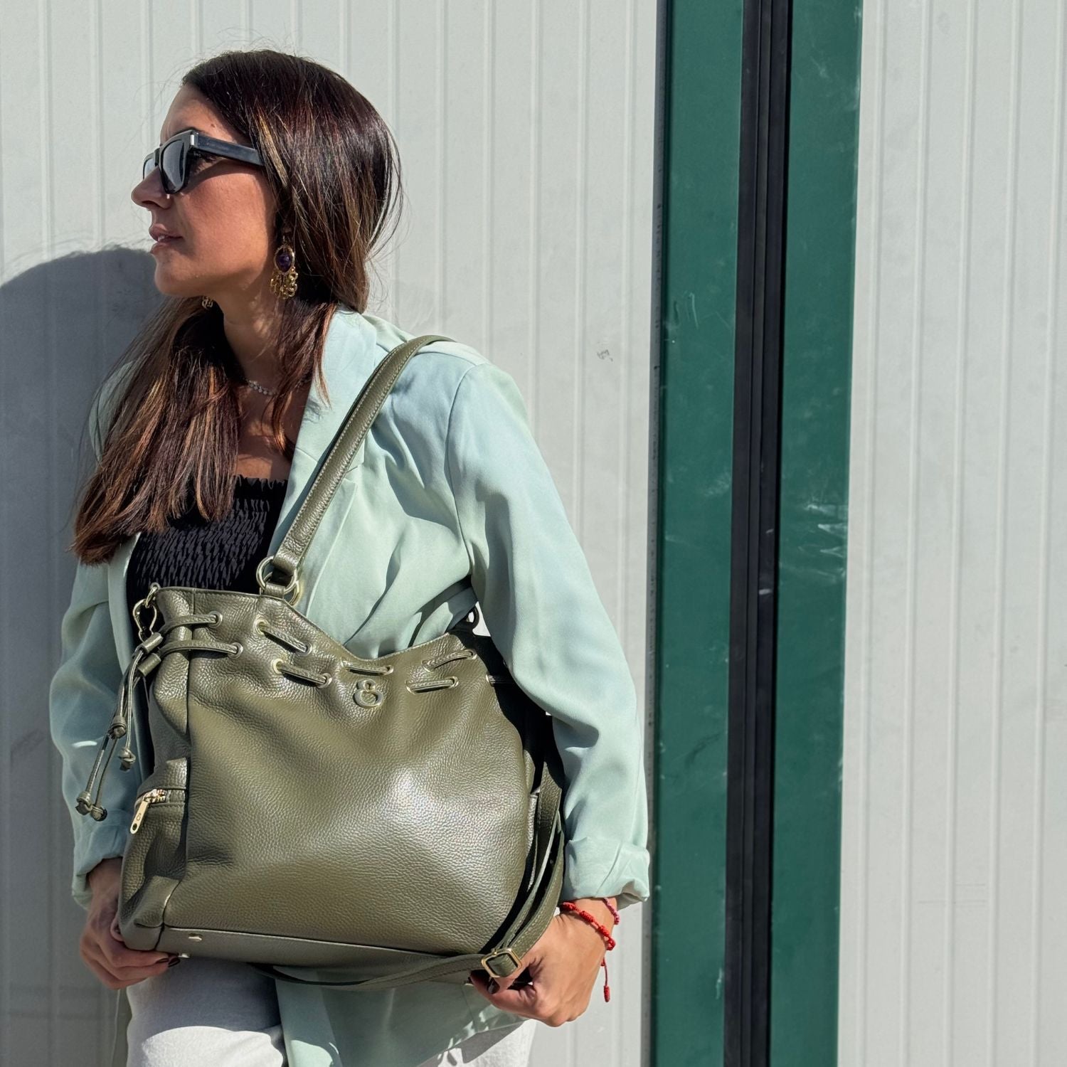 Borsa a spalla Pandora Bosco Pelle Martellata Oro