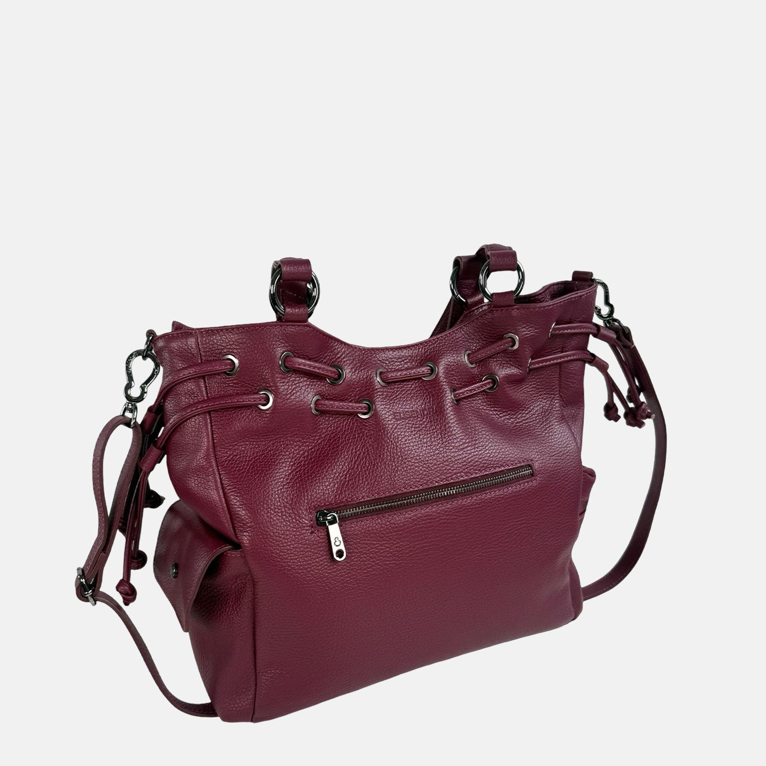 Borsa a spalla Pandora Vinaccia Pelle Martellata Dark