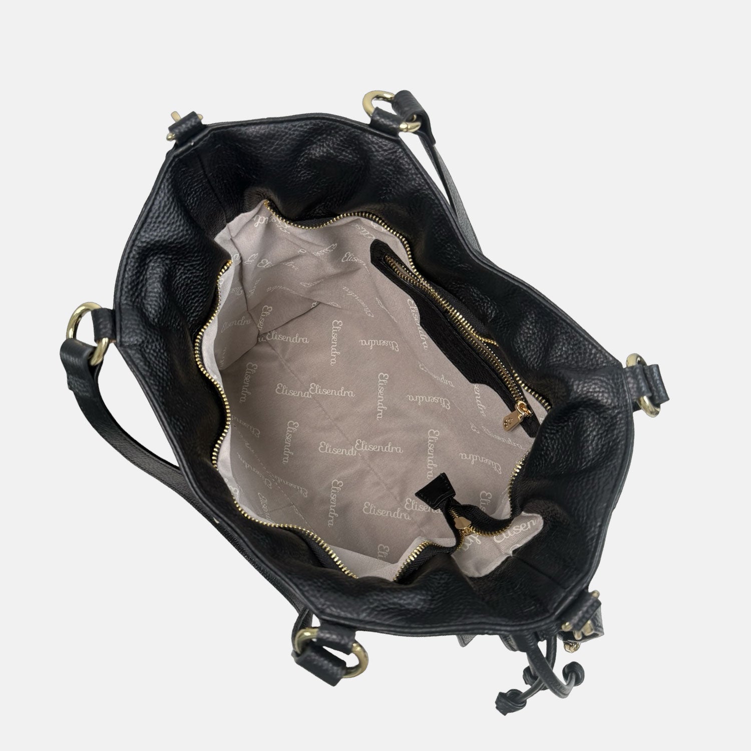 Borsa a spalla Pandora Nera Pelle Martellata Oro