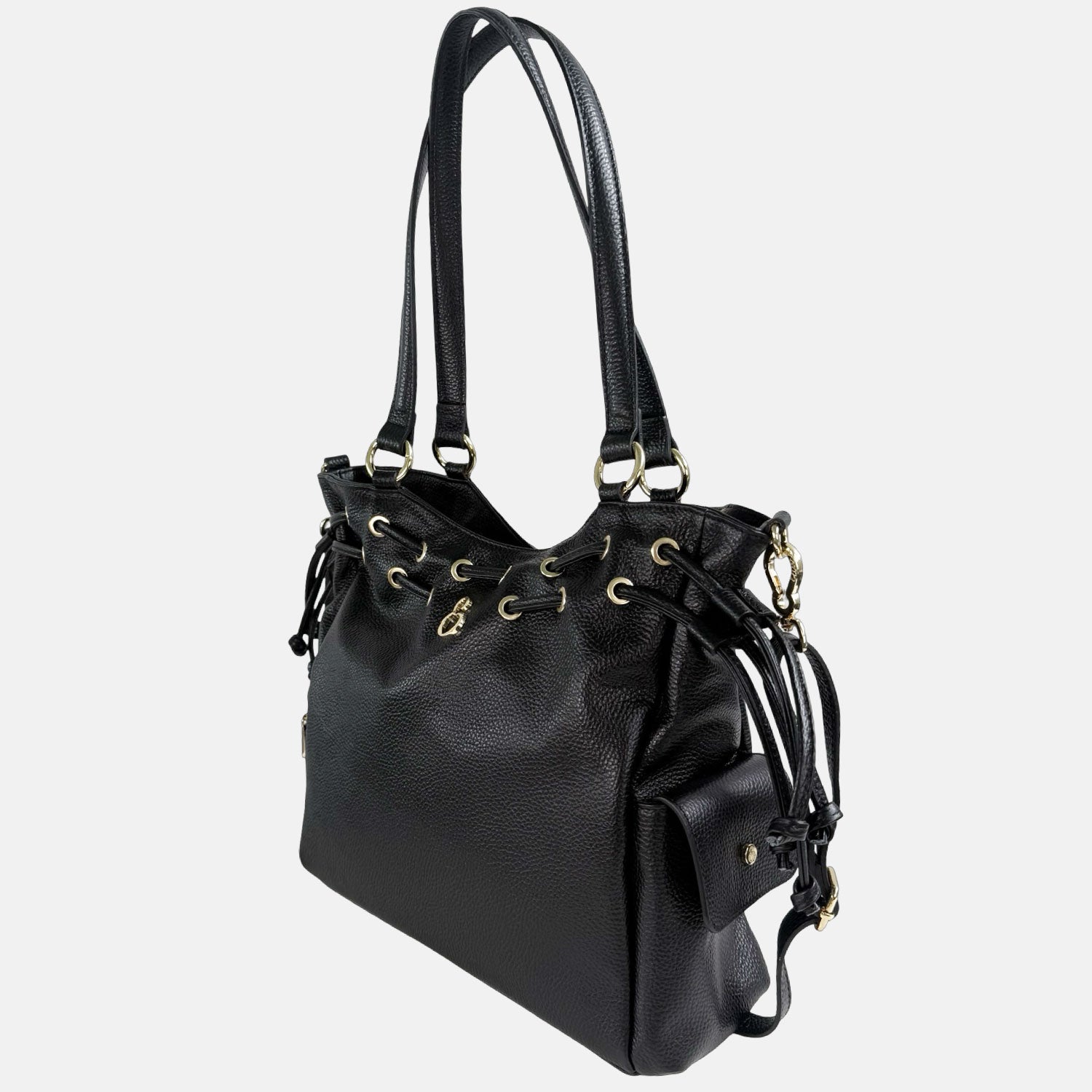 Borsa a spalla Pandora Nera Pelle Martellata Oro