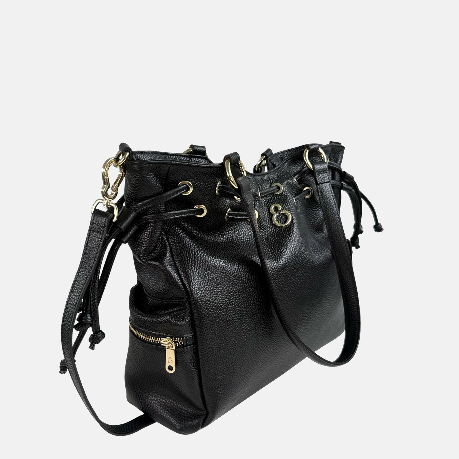 Borsa a spalla Pandora Nera Pelle Martellata Oro