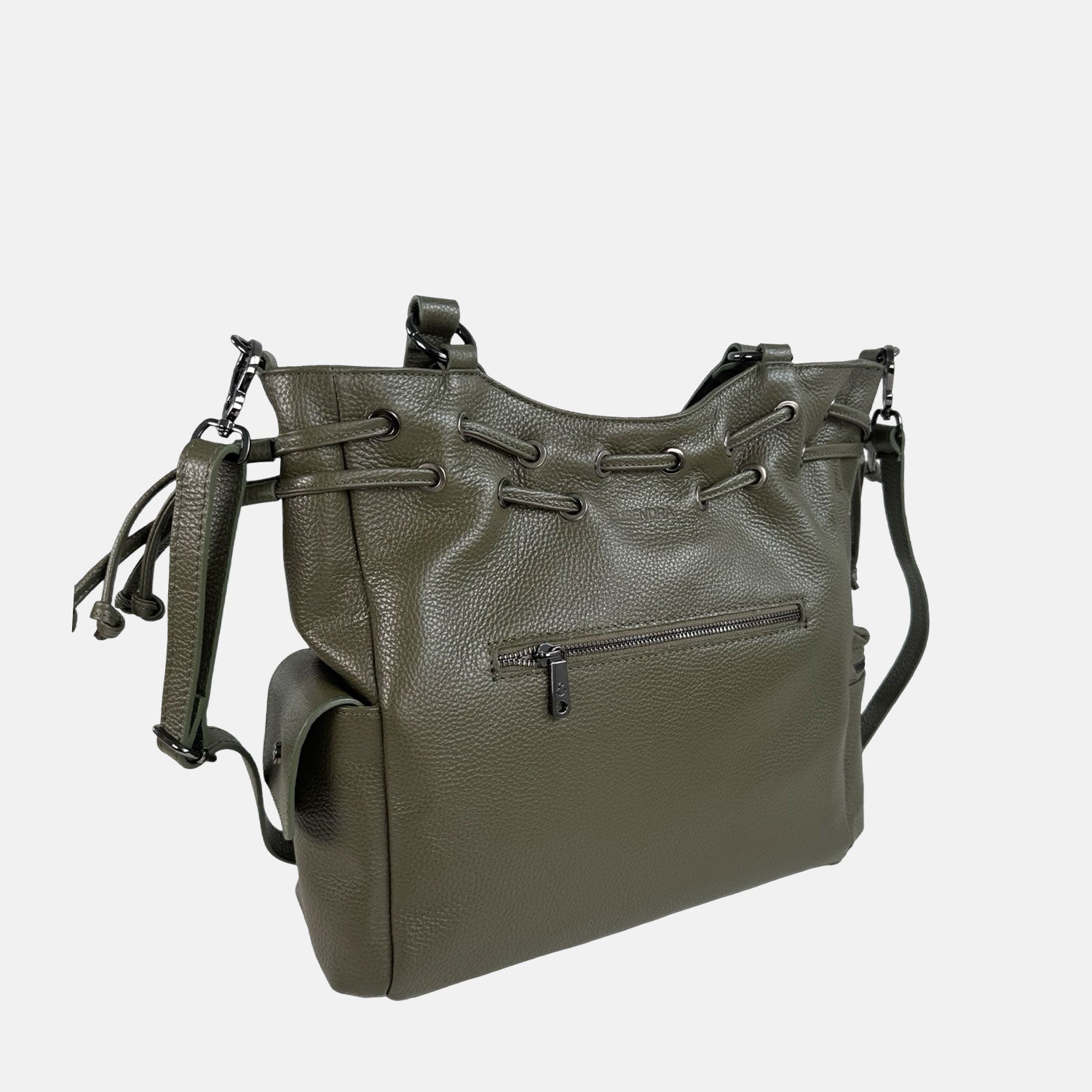 Borsa a spalla Pandora Bosco Pelle Martellata Dark