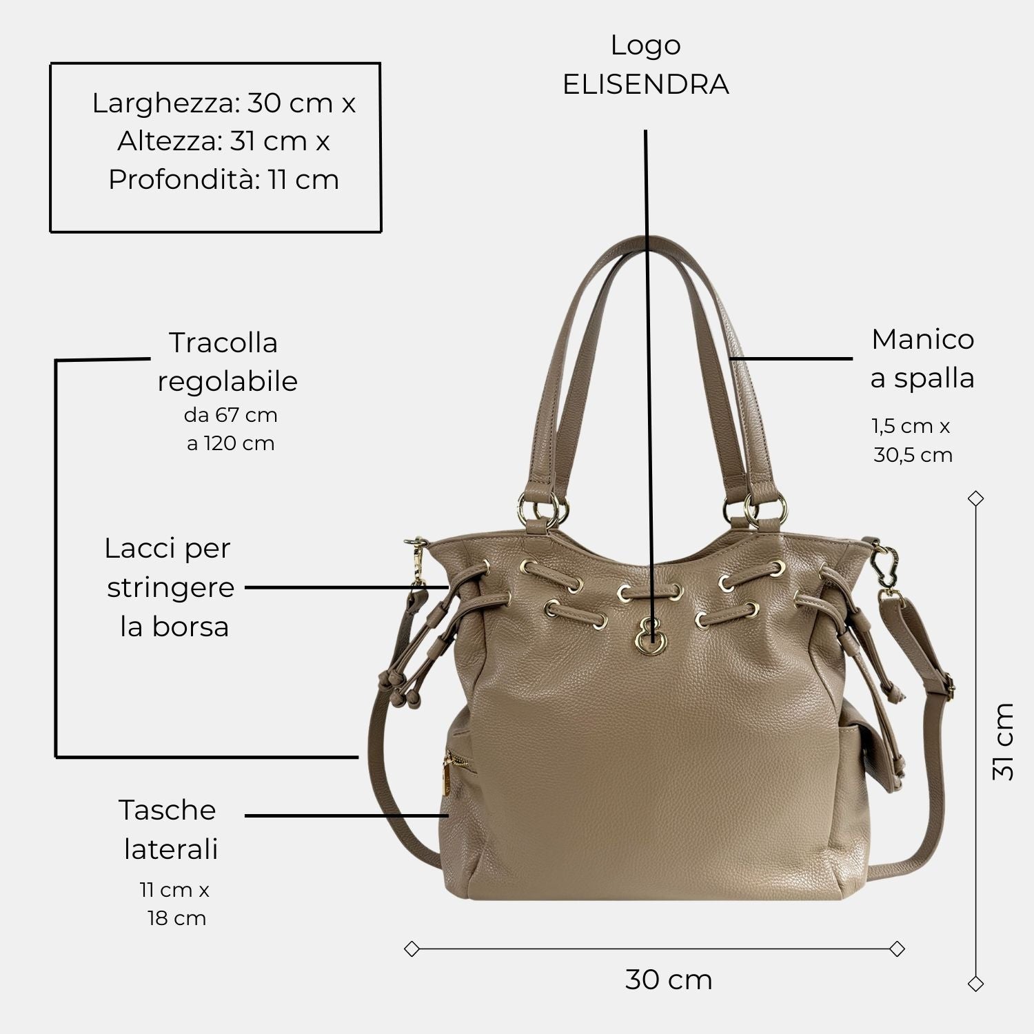 Borsa a spalla Pandora Vanilla Pelle Martellata Oro