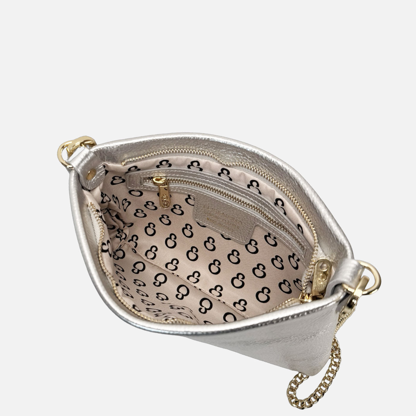 Pochette Essenza Argento Pelle Martellata Oro