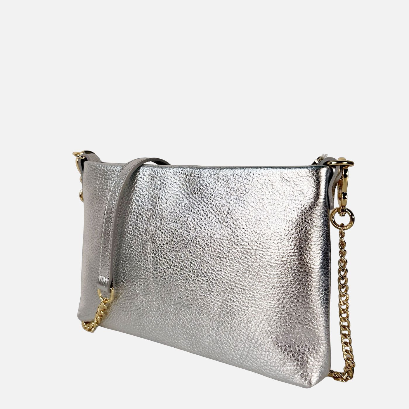Pochette Essenza Argento Pelle Martellata Oro