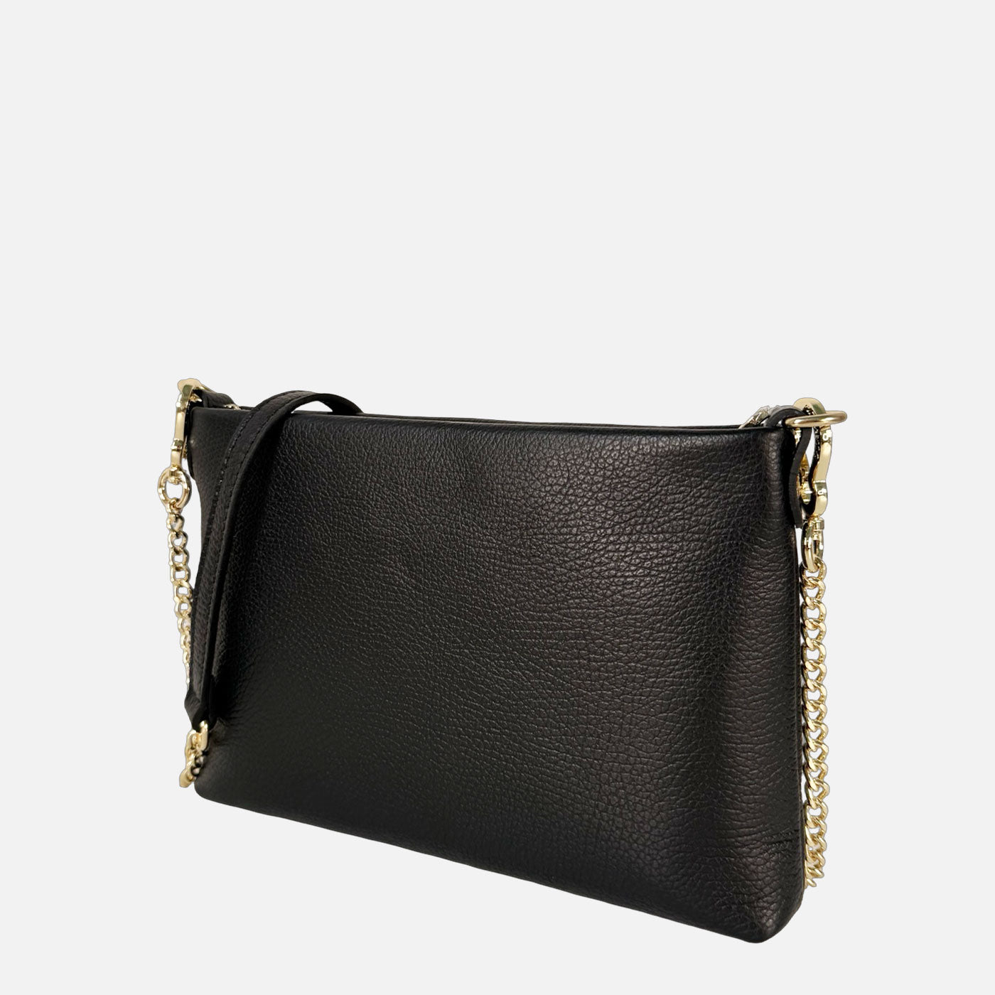 Pochette Essenza Nera Pelle Martellata Oro