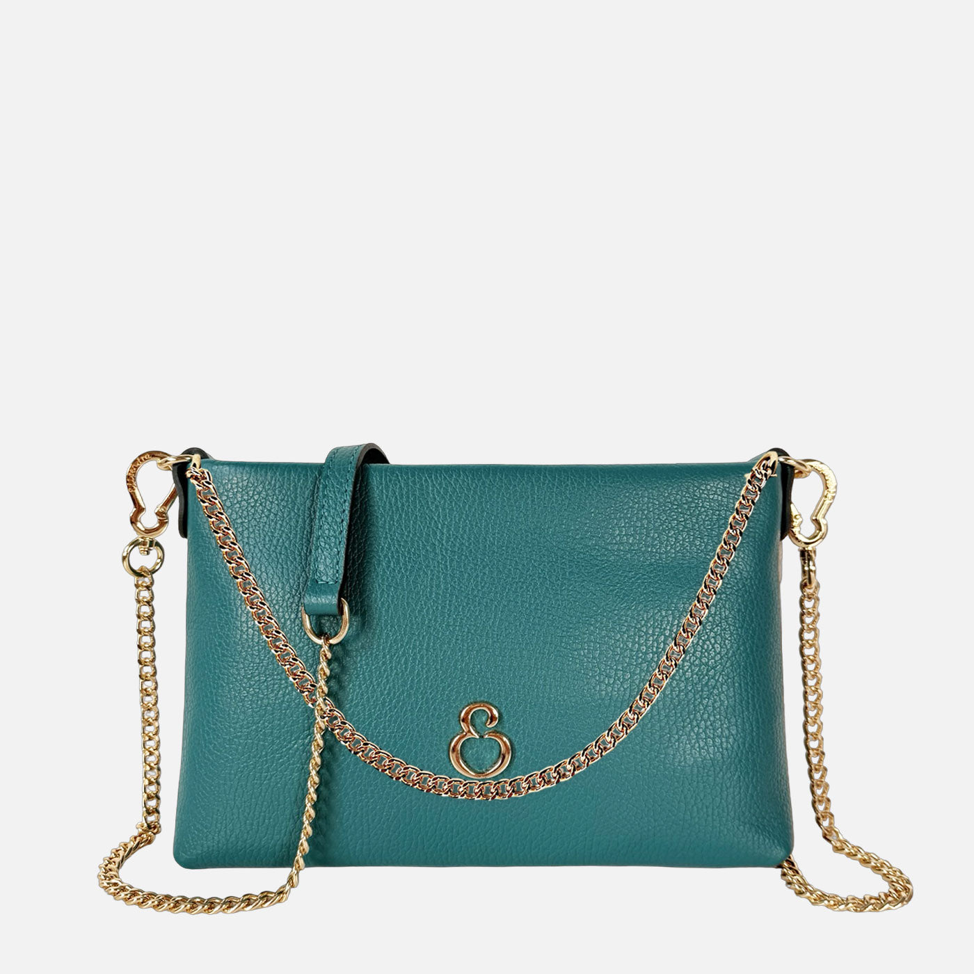 Pochette Essenza Pavone Pelle Martellata Oro