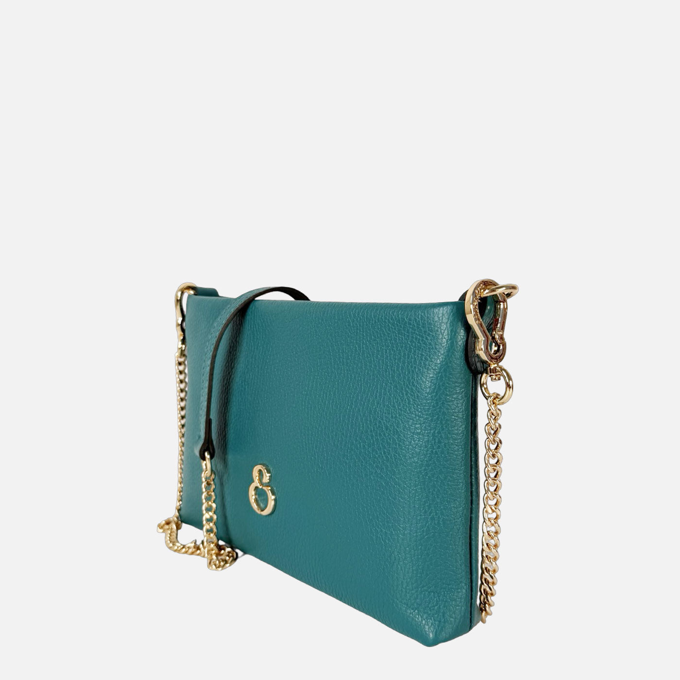 Pochette Essenza Pavone Pelle Martellata Oro