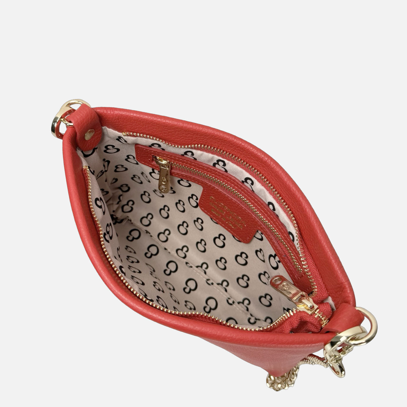 Pochette Essenza Rosso Passion Pelle Martellata Oro