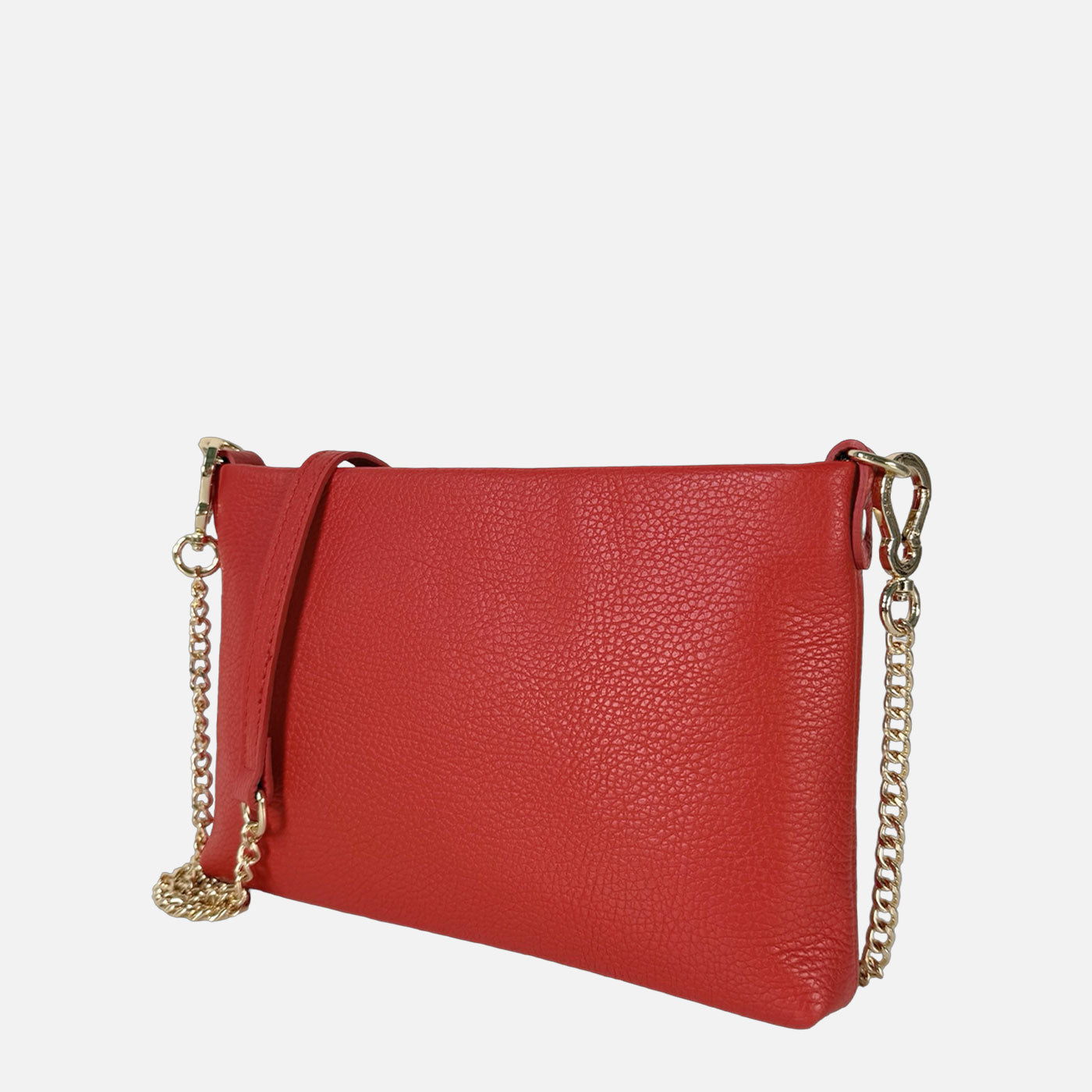 Pochette Essenza Rosso Passion Pelle Martellata Oro