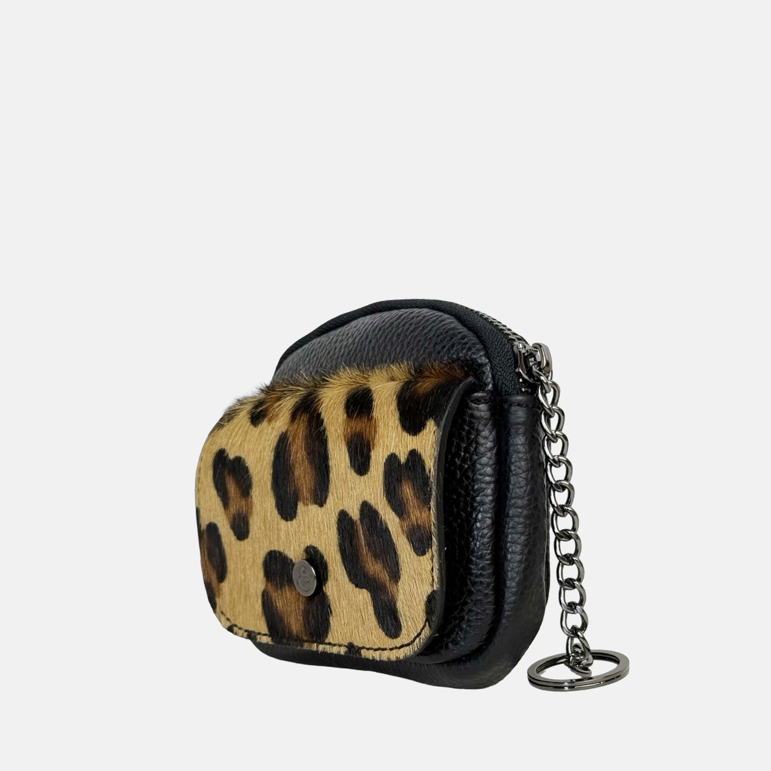 Porta chiavi Pocket Nero Cavallino Leopardato Dark