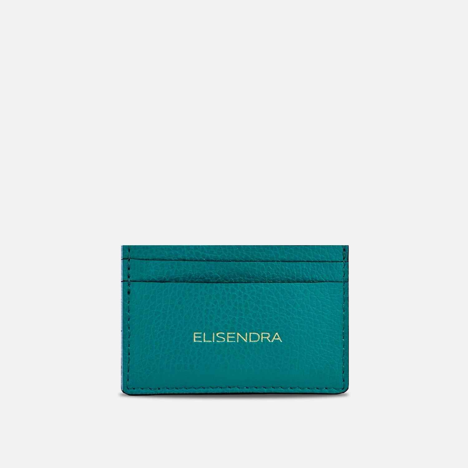Peacock Card Holder Hammered Leather Gold