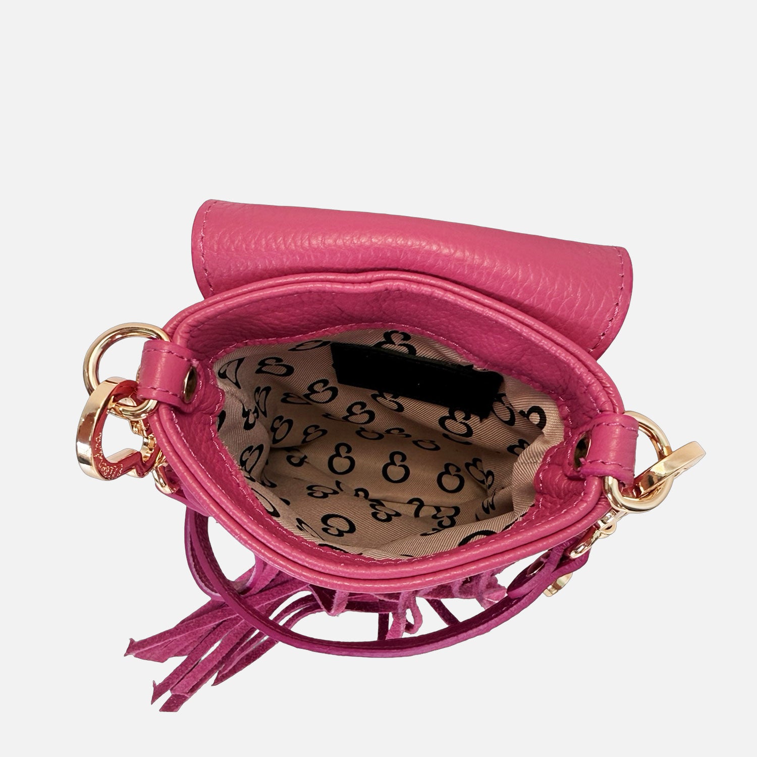 Porta Cellulare Pelle Martellata e Camoscio Lampone Oro