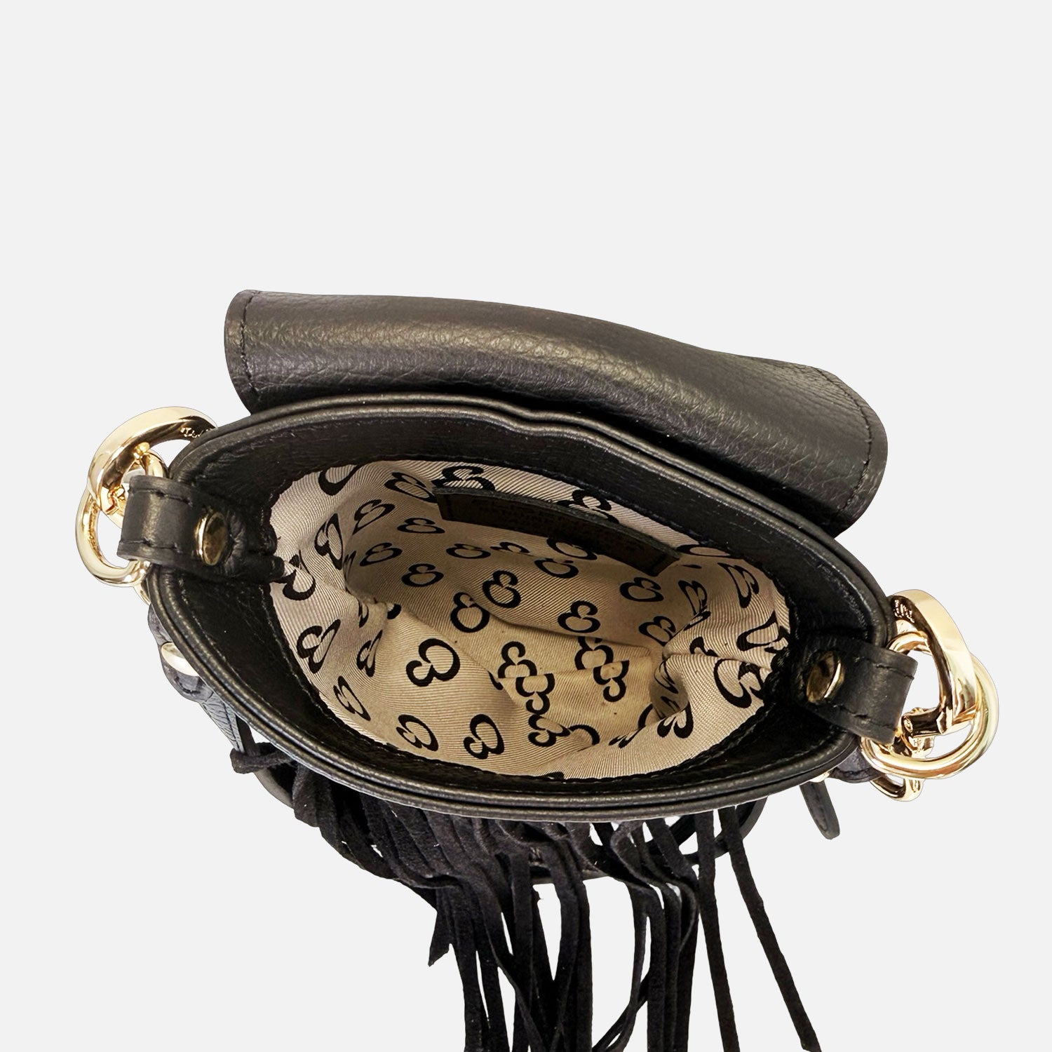 Porta Cellulare Pelle Martellata e Camoscio Nero Oro