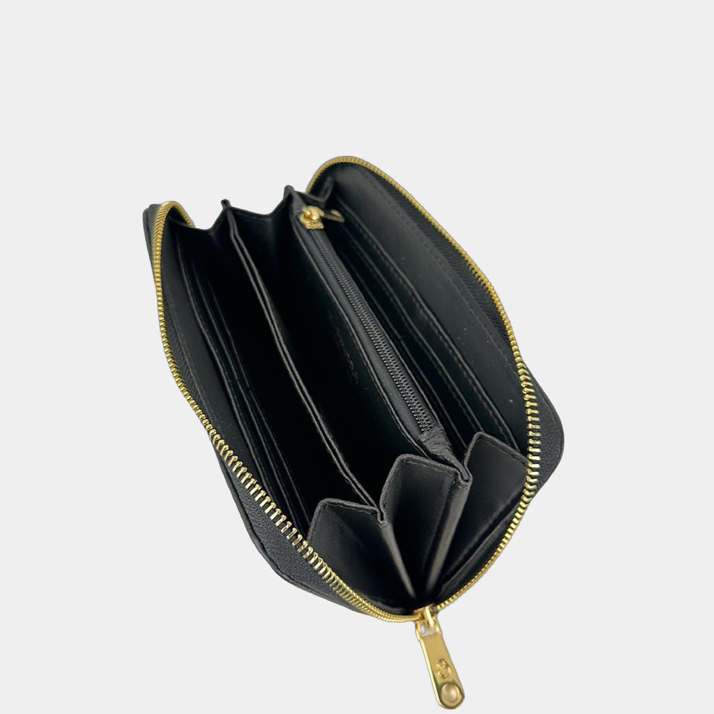 Portafoglio Raya Nero Pelle Martellata Oro - Elisendra®