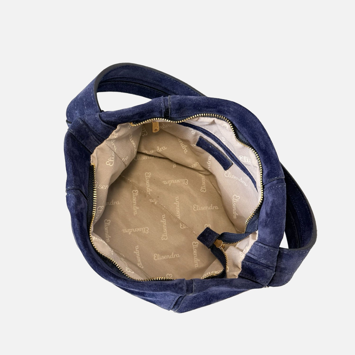 Borsa a spalla Olympia Midi Blu Profondo Camoscio Oro