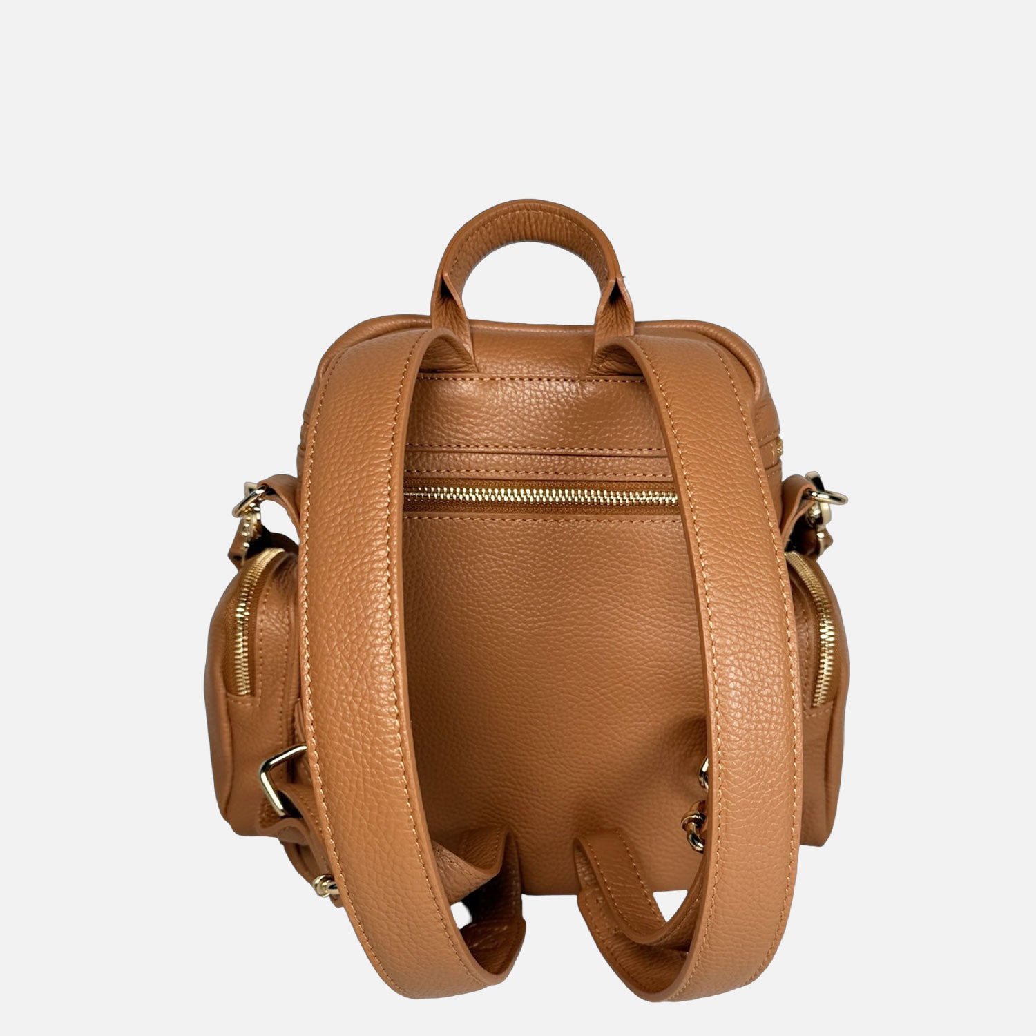 Zaino Saray Midi Toffee Pelle Martellata Oro