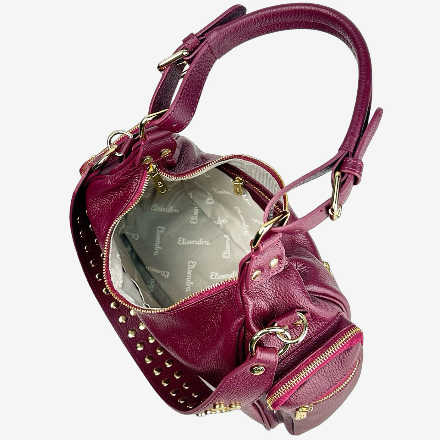 Borsa a spalla Saray Mia Vinaccia Pelle Martellata Oro