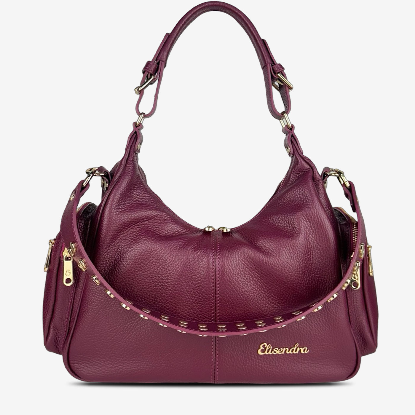 Borsa a spalla Saray Mia Vinaccia Pelle Martellata Oro