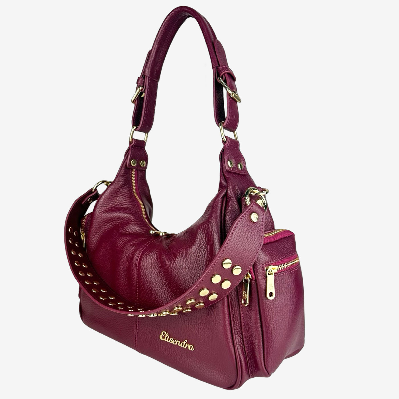 Borsa a spalla Saray Mia Vinaccia Pelle Martellata Oro