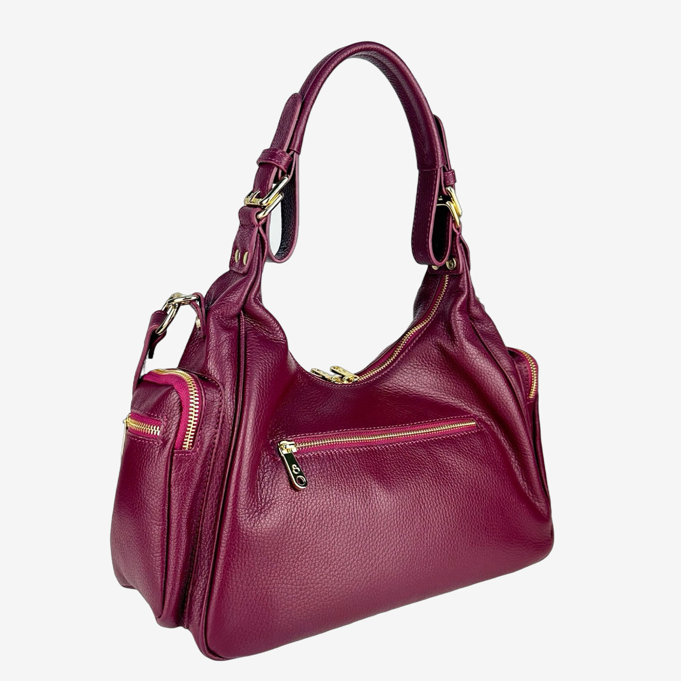 Borsa a spalla Saray Mia Vinaccia Pelle Martellata Oro