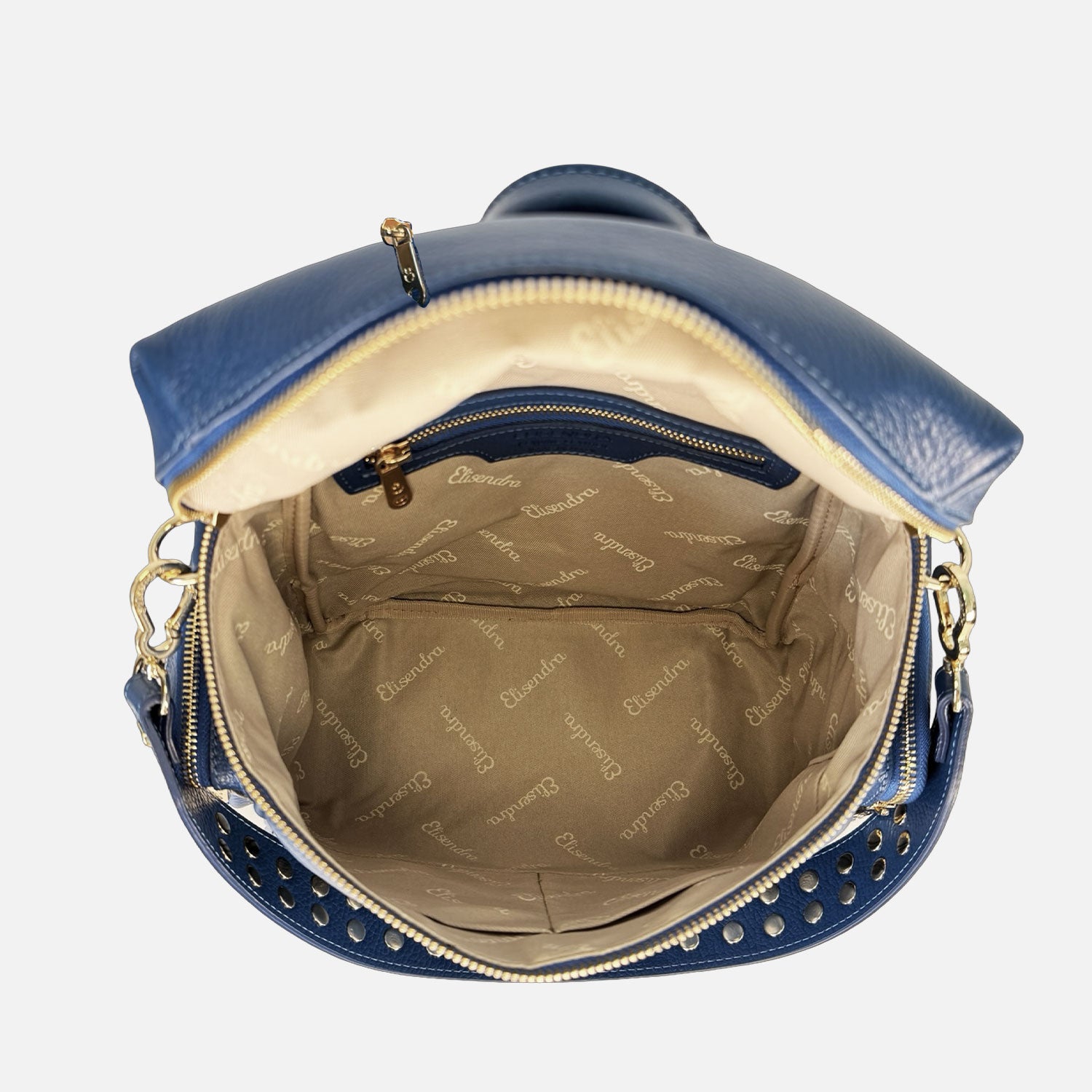 Zaino Saray Pelle Martellata Blu Cobalto Oro