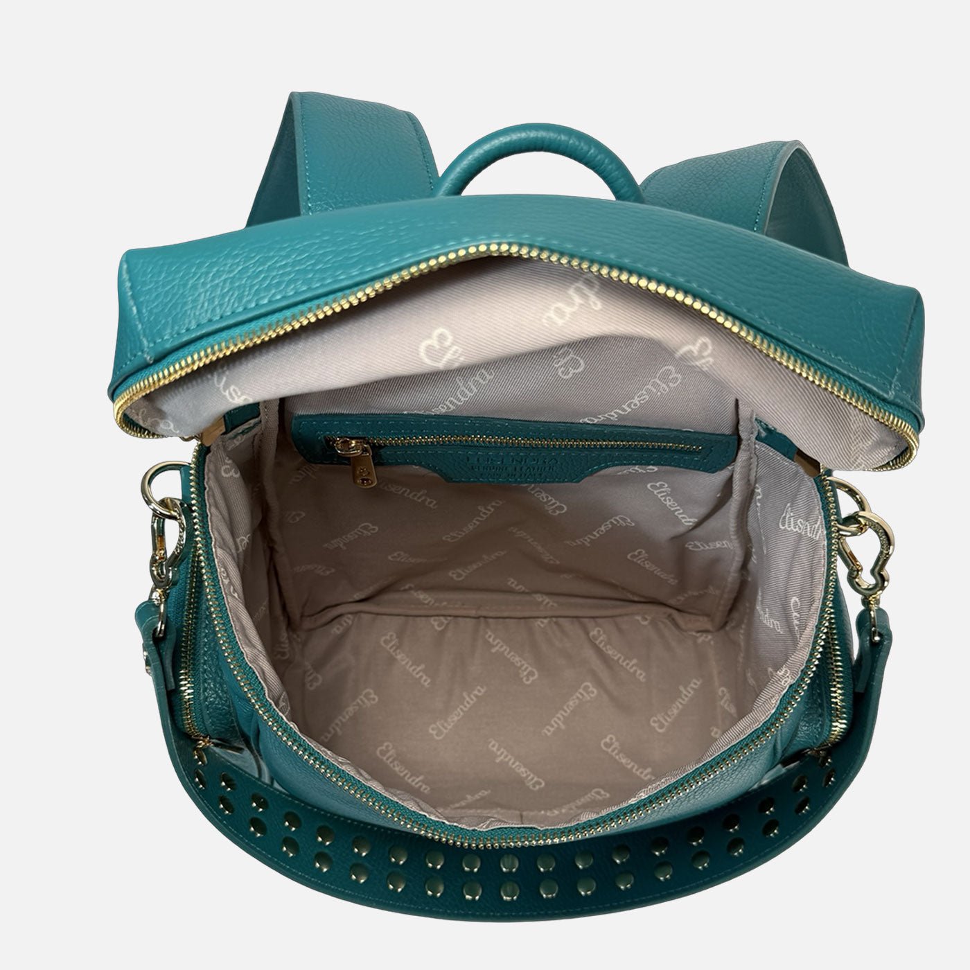 Zaino Saray Pavone Pelle Martellata Oro - Elisendra®