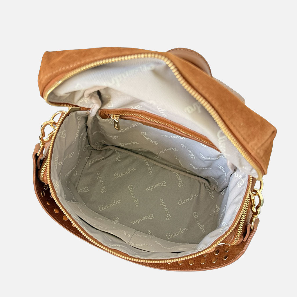 Zaino Saray Rodeo Cuoio Camoscio e Pelle Martellata Oro