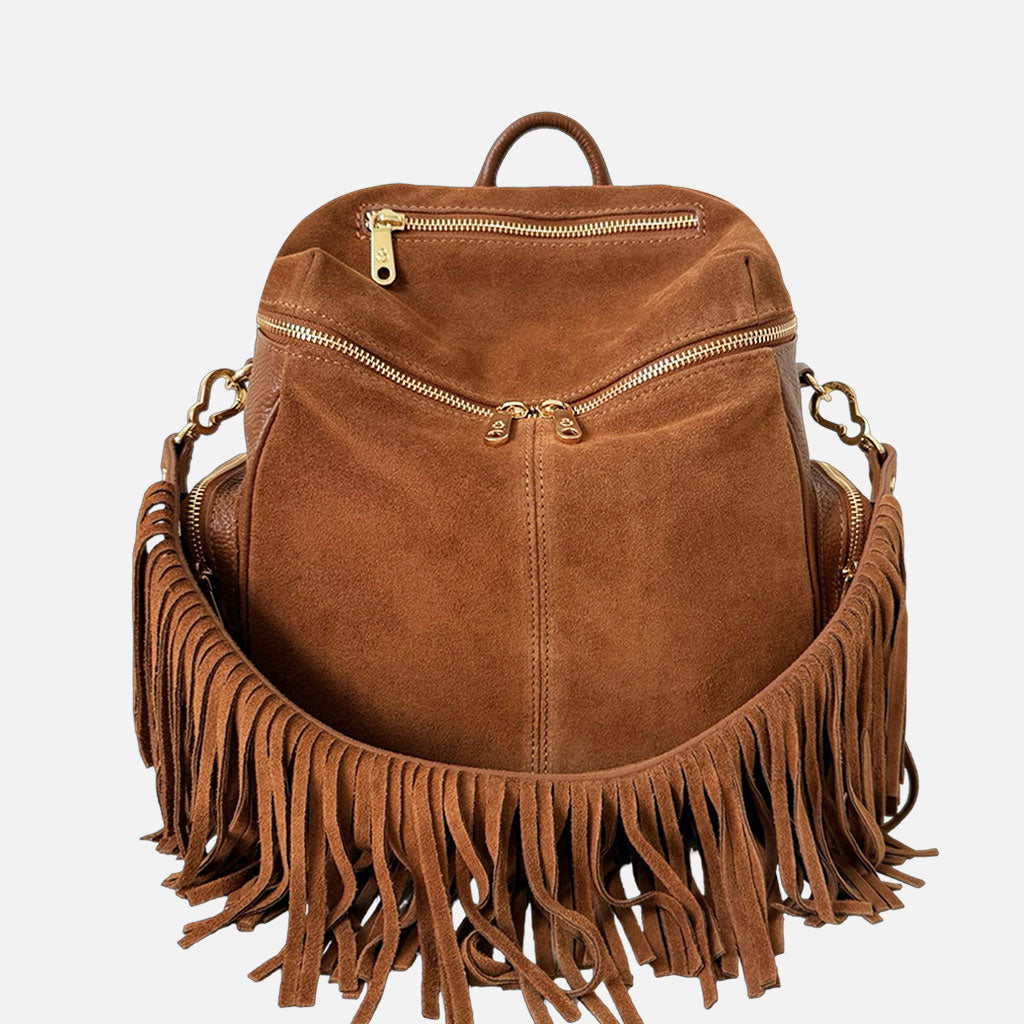 Zaino Saray Rodeo Cuoio Camoscio e Pelle Martellata Oro