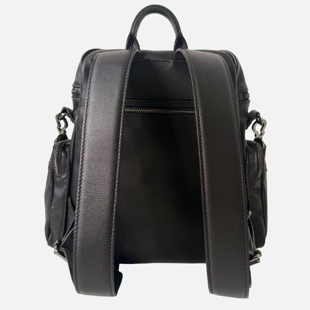 Zaino Saray Frange Nero Pelle Liscia Vitello Dark - Elisendra®