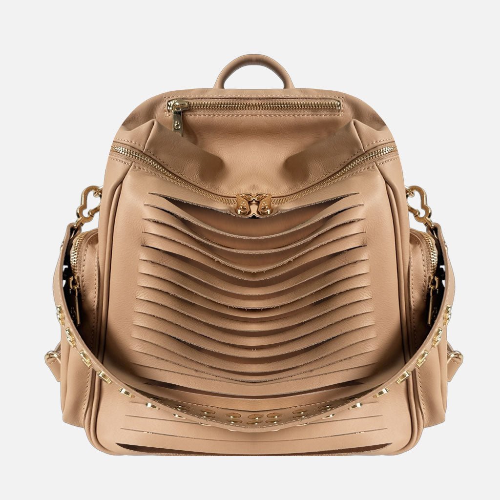 Zaino Saray Frange Savana Pelle Liscia Vitello Oro - Elisendra®