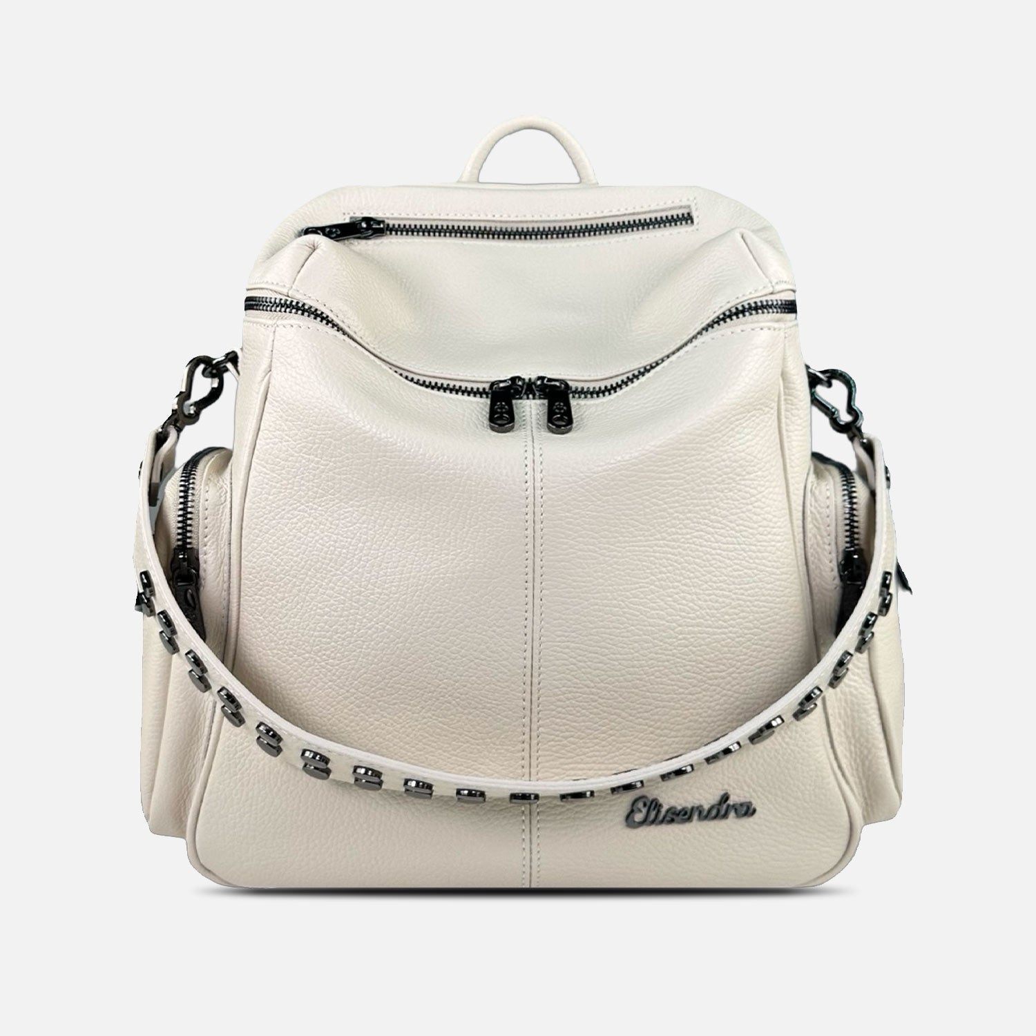 Saray Butter Dark Hammered Lettering Backpack