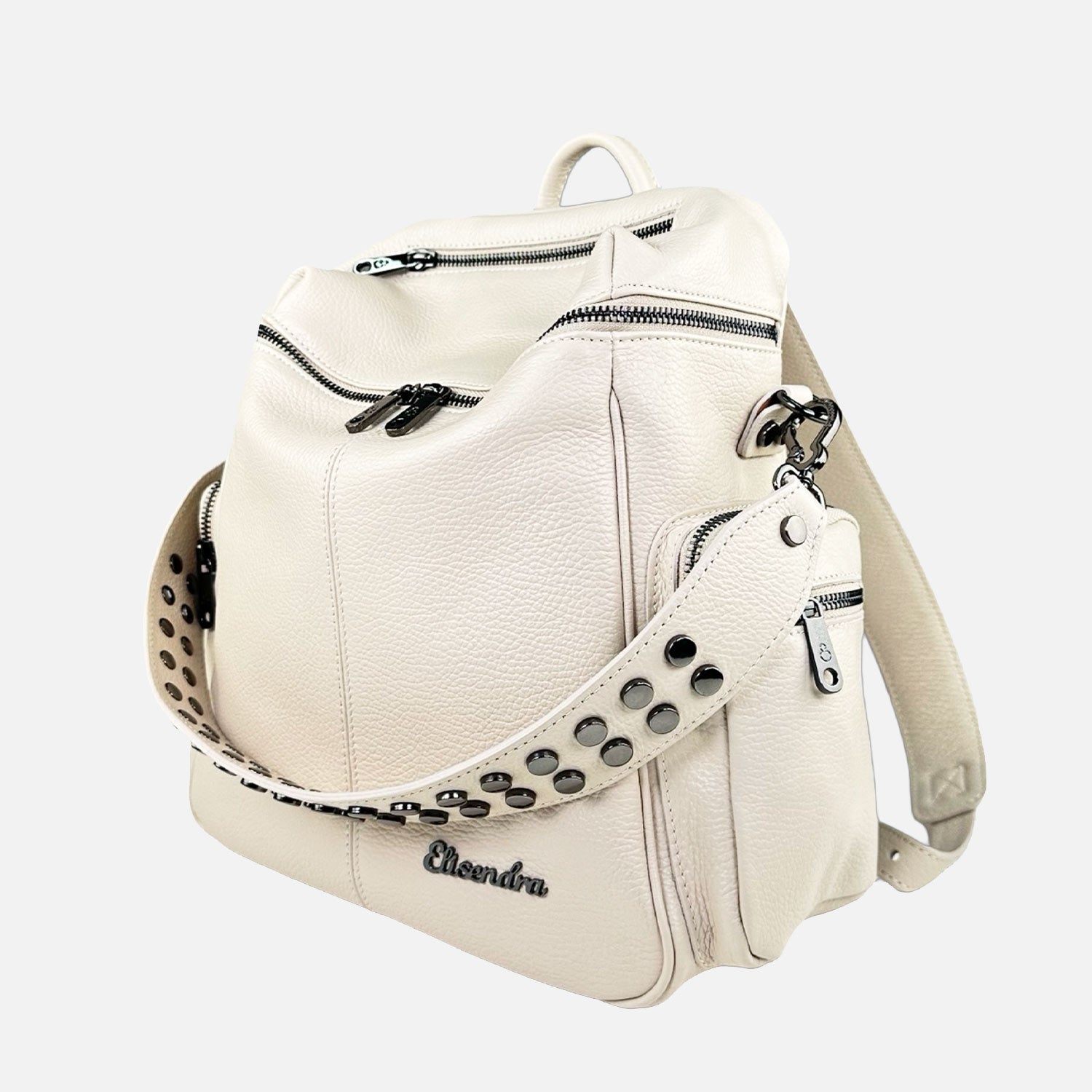 Saray Butter Dark Hammered Lettering Backpack