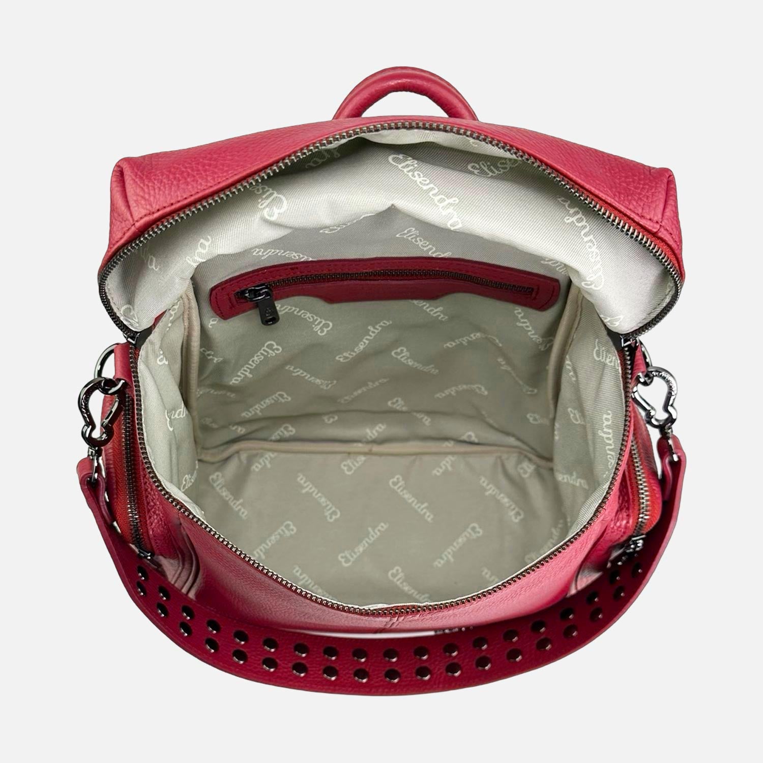 Saray Cherry Hammered Lettering Backpack