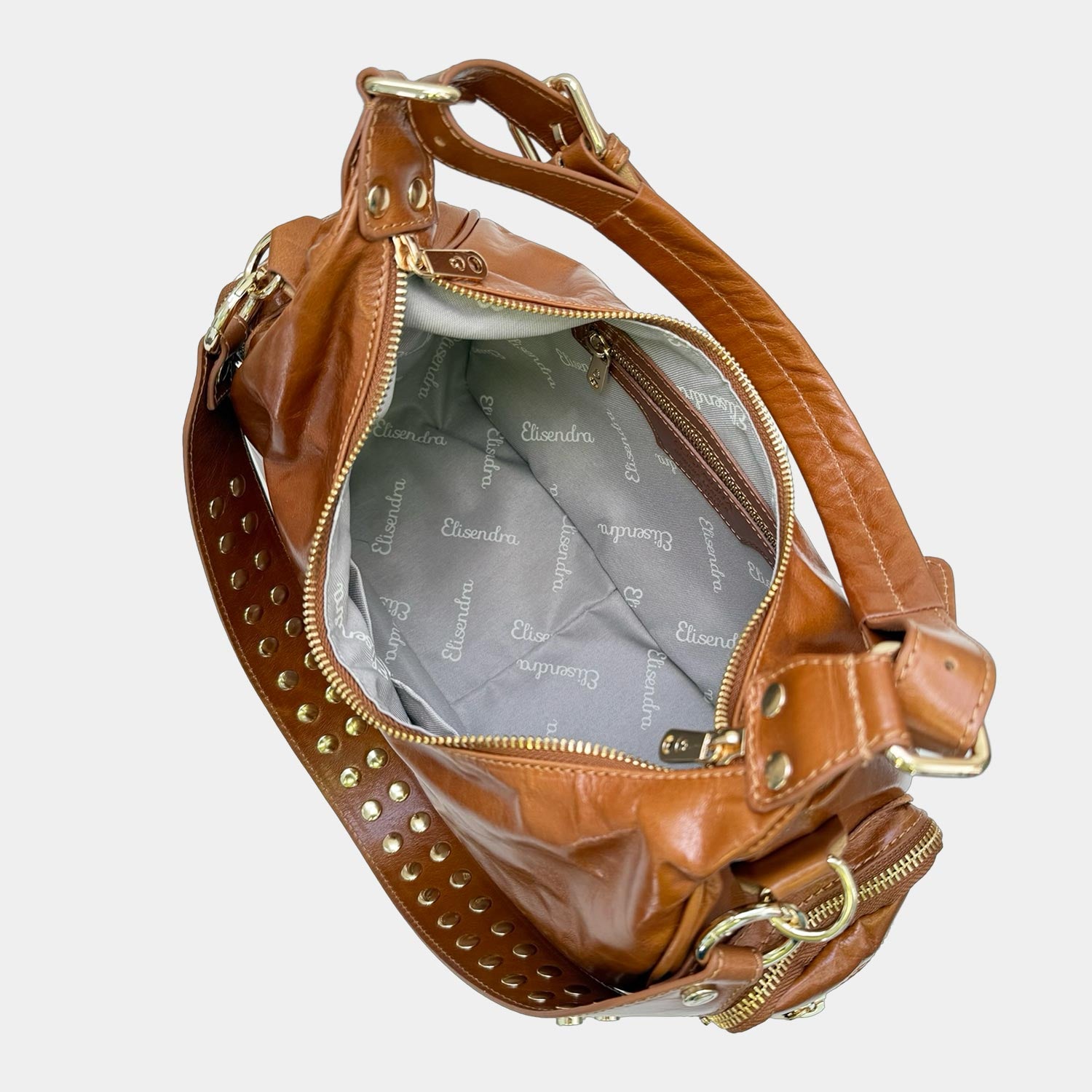 Borsa a spalla Saray Mia Miele Pelle Liscia Dark