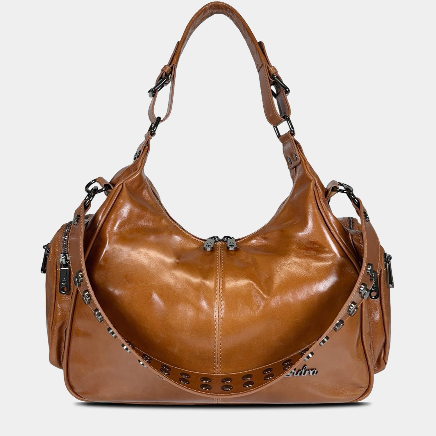 Borsa a spalla Saray Mia Miele Pelle Liscia Dark