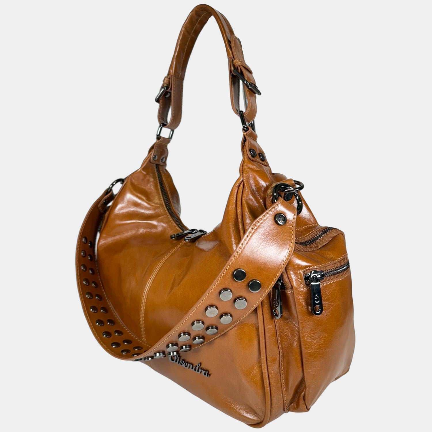 Borsa a spalla Saray Mia Miele Pelle Liscia Dark