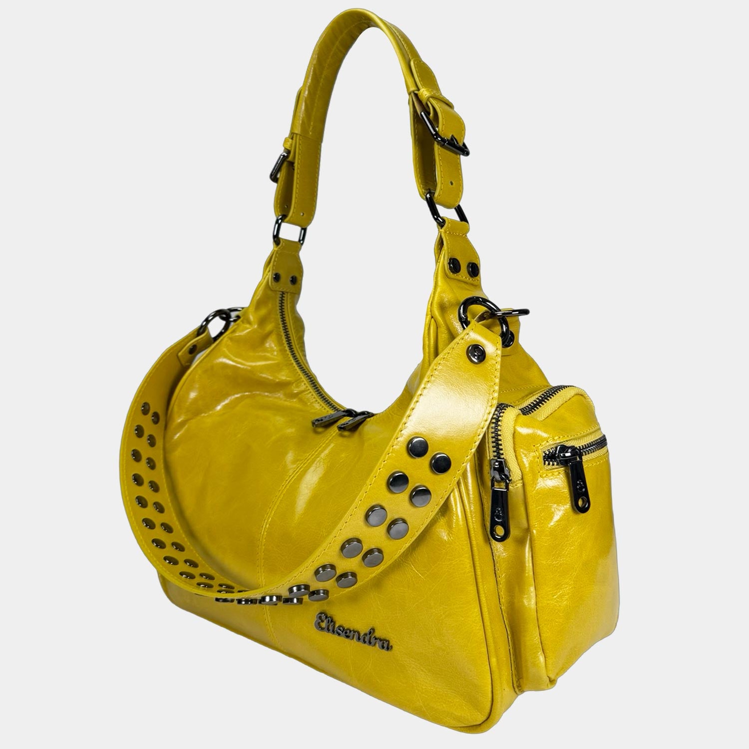 Borsa a spalla Saray Mia Senape Pelle Liscia Dark