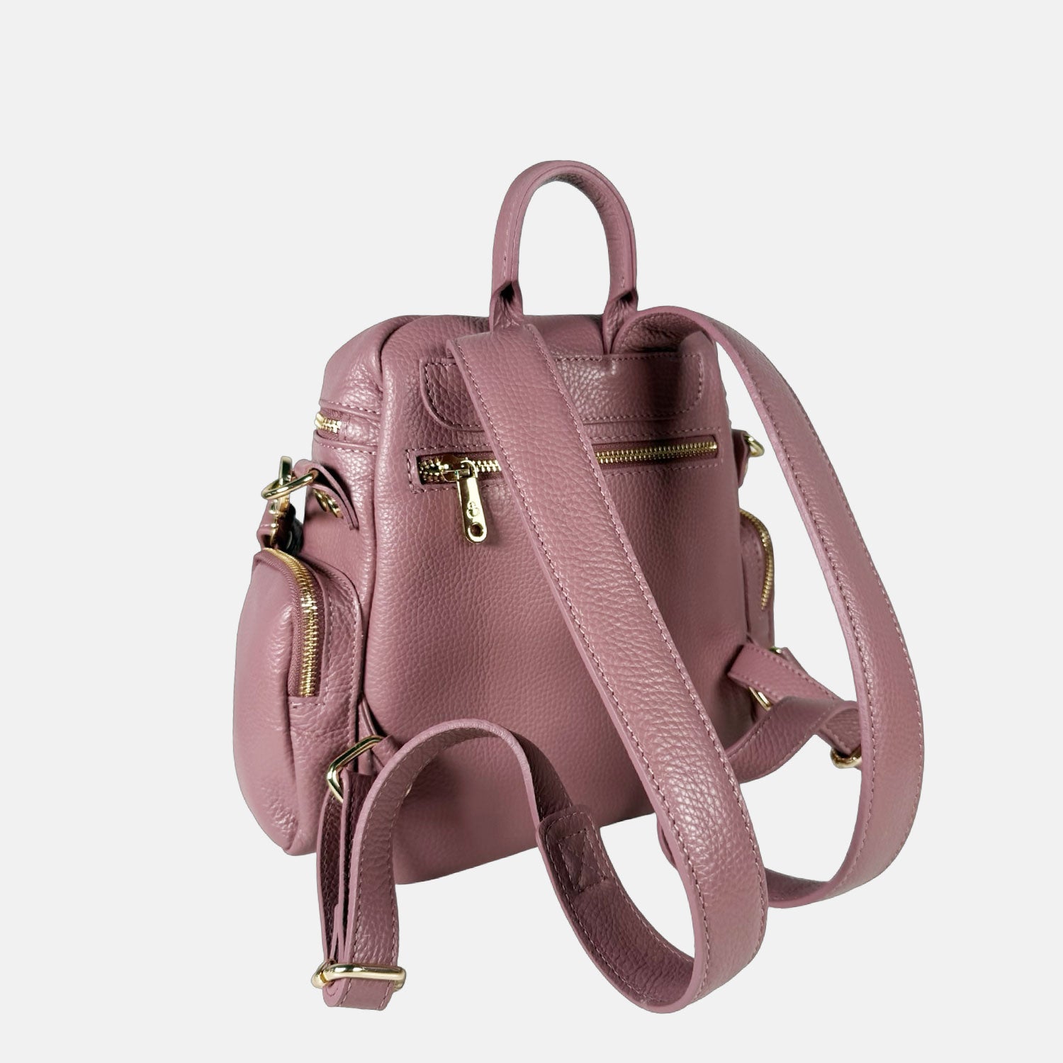 Zaino Saray Midi Malva Pelle Martellata Oro