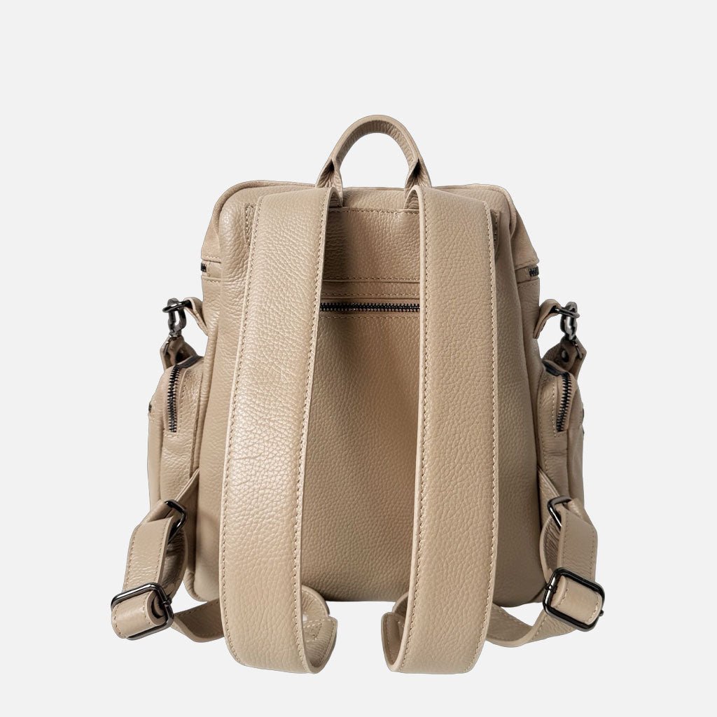 Zaino Saray Midi Rodeo Corda Camoscio e Pelle Martellata Dark - Elisendra®